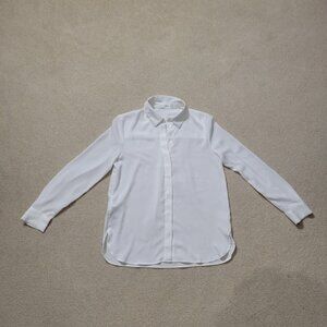 Mango Women's White Silky Button Down Shirt, Size 4 / Small